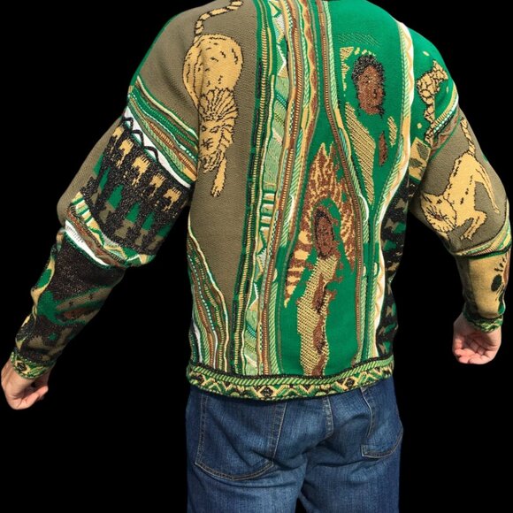 KAPITAL Japan Gaudy Knit Green Crew Neck Pullover Sweater Size S-XL - Picture 3 of 10